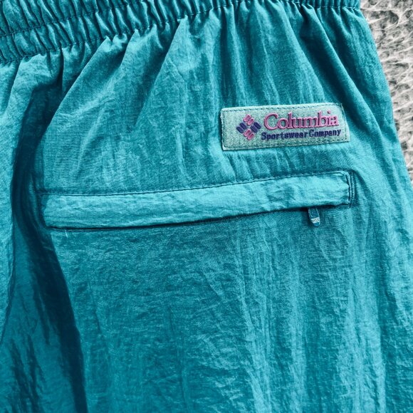 Columbia Womens Pants Large Teal Nylon Elastic Waist Windbreaker Jogger Retro - Picture 3 of 13